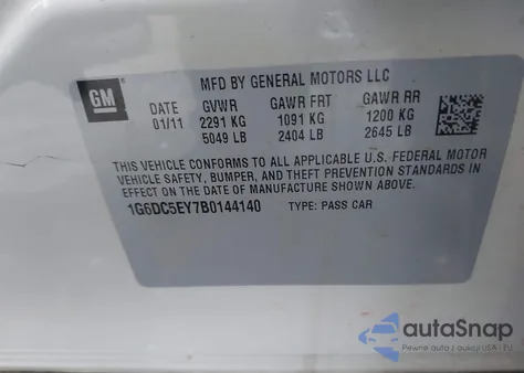 2011 Cadillac Cts Standard из США, поврежденный, VIN 1G6DC5EY7B0144140